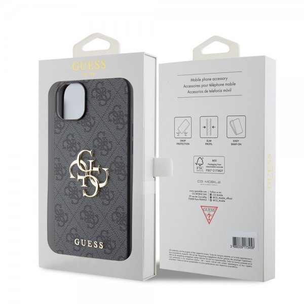 Guess iPhone 15 Plus Cover 4G Logo Grå