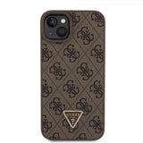 Guess iPhone 15 Plus Cover 4G Metal Triangle Strass Brun