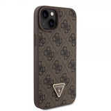 Guess iPhone 15 Plus Cover 4G Metal Triangle Strass Brun