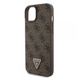 Guess iPhone 15 Plus Cover 4G Metal Triangle Strass Brun