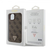 Guess iPhone 15 Plus Cover 4G Metal Triangle Strass Brun