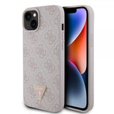 Guess iPhone 15 Plus Cover 4G Metal Triangle Strass Rosa
