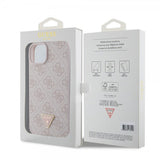 Guess iPhone 15 Plus Cover 4G Metal Triangle Strass Rosa