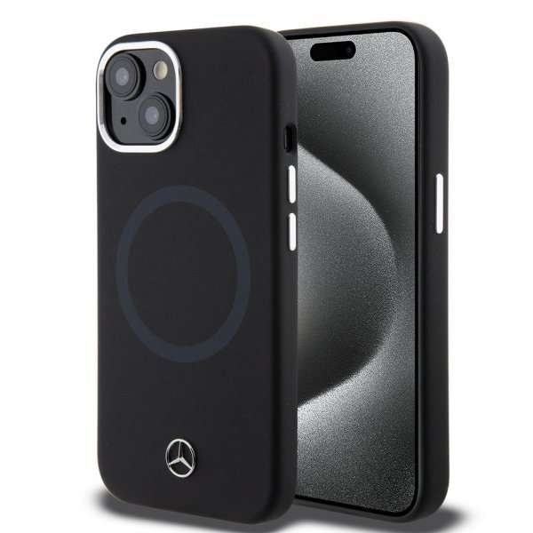 Mercedes Benz iPhone 15 Plus Cover Bicolor MagSafe Sort