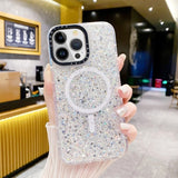 iPhone 15 Plus Cover Glitter MagSafe Hvid