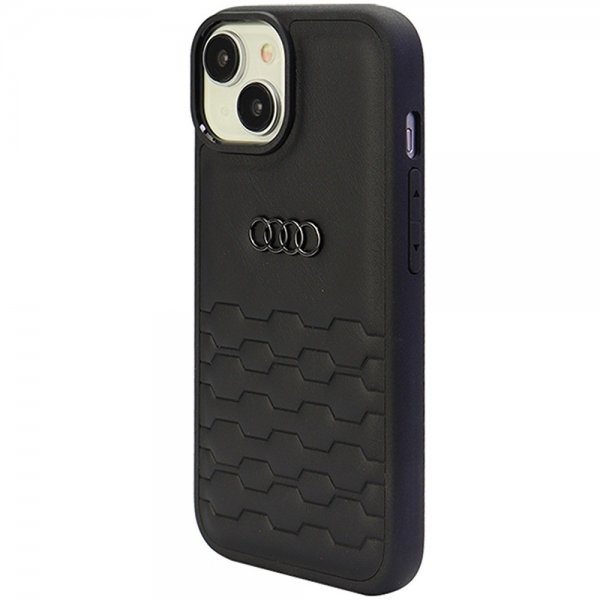 Audi iPhone 15 Plus Cover GT Syntetisk Læder Sort