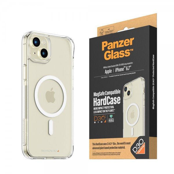 PanzerGlass iPhone 15 Plus Cover HardCase MagSafe D3O Transparent