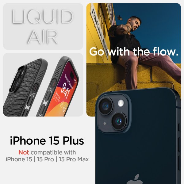 Spigen iPhone 15 Plus Cover Liquid Air Mat Sort