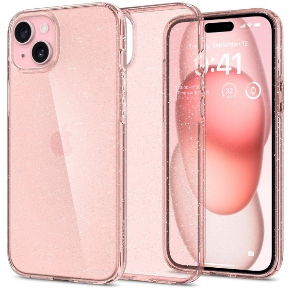 Spigen iPhone 15 Plus Cover Liquid Crystal Glitter Rose Quartz