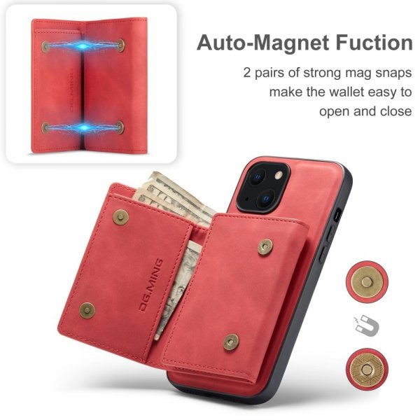 Dg.Ming iPhone 15 Plus Cover M1 Series Aftagelig Kortholder Rød
