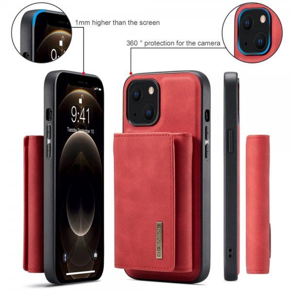 Dg.Ming iPhone 15 Plus Cover M1 Series Aftagelig Kortholder Rød