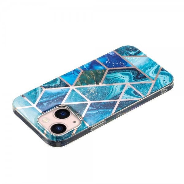 iPhone 15 Plus Cover Marmormønster Blå Grøn