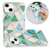iPhone 15 Plus Cover Marmormønster Grøn Hvid
