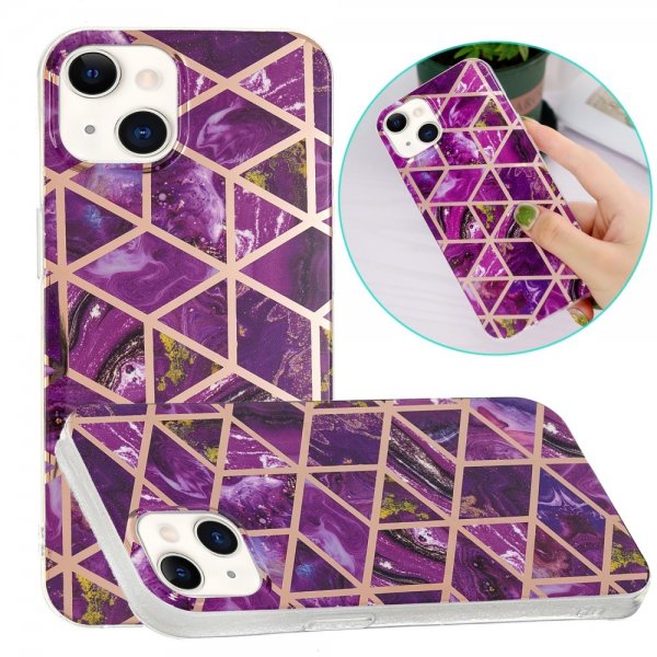 iPhone 15 Plus Cover Marmormønster Lilla
