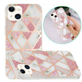 iPhone 15 Plus Cover Marmormønster Rosa Grå