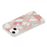 iPhone 15 Plus Cover Marmormønster Rosa Grå