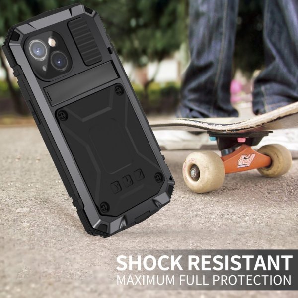 R-JUST iPhone 15 Plus Cover Metal Stødsikkert Sort