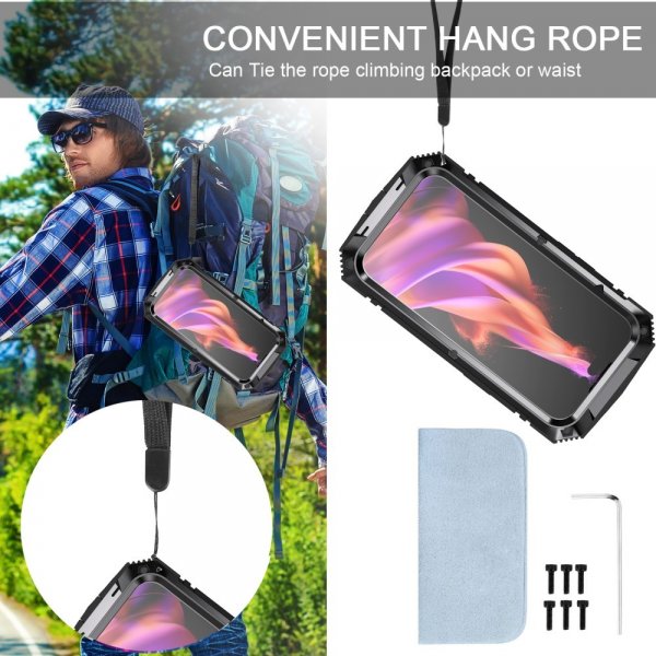 R-JUST iPhone 15 Plus Cover Metal Stødsikkert Sort