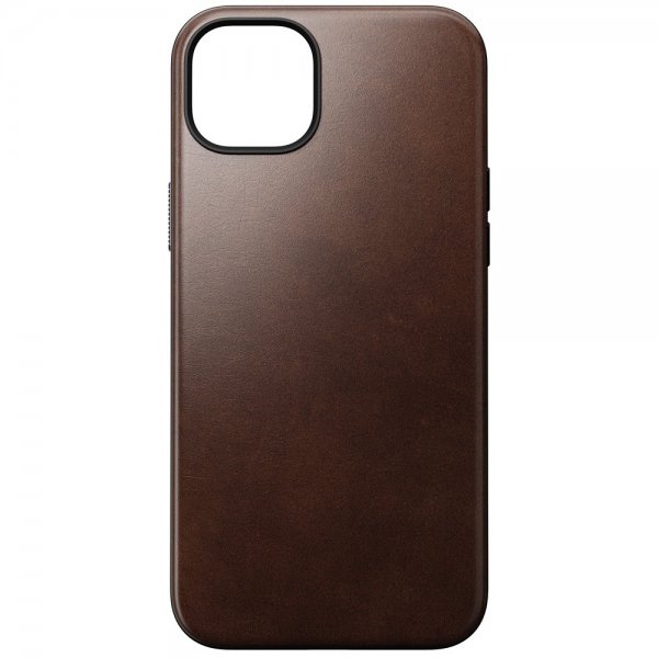 Nomad iPhone 15 Plus Cover Modern Leather Case Horween Rustic Brown