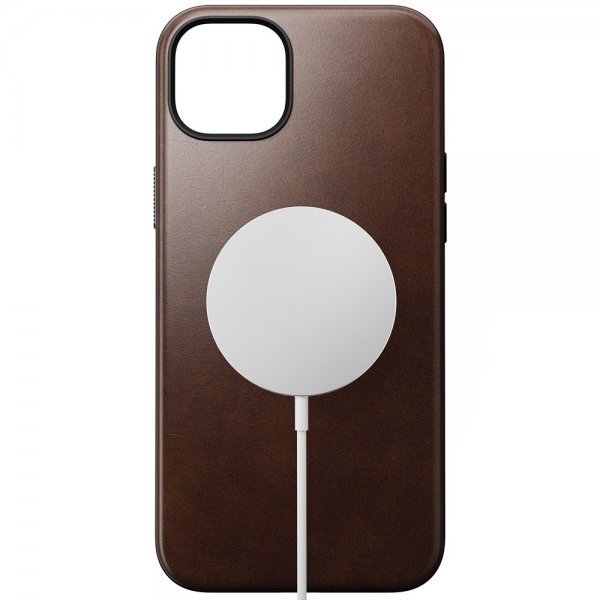 Nomad iPhone 15 Plus Cover Modern Leather Case Horween Rustic Brown