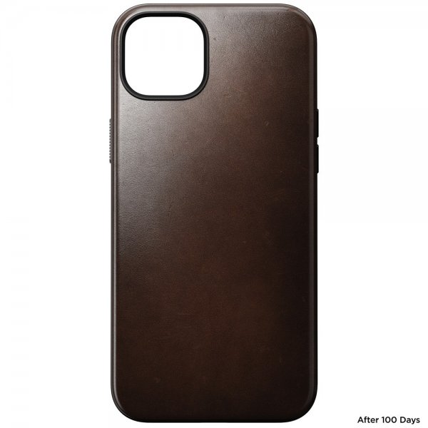 Nomad iPhone 15 Plus Cover Modern Leather Case Horween Rustic Brown