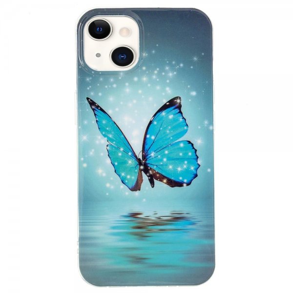 iPhone 15 Plus Cover Motiv Blå Sommerfugl