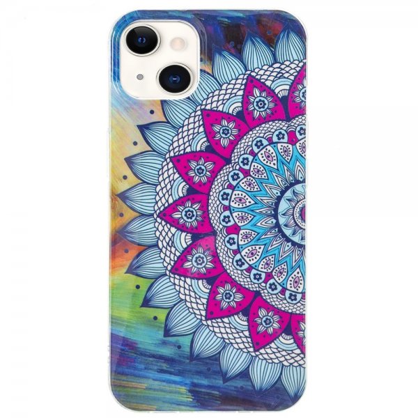 iPhone 15 Plus Cover Motiv Blå Mandala