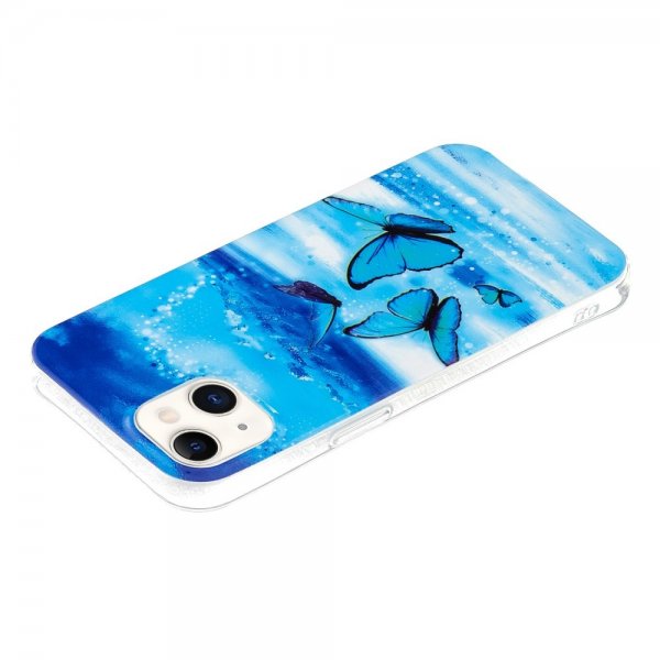 iPhone 15 Plus Cover Motiv Blå Sommerfugle