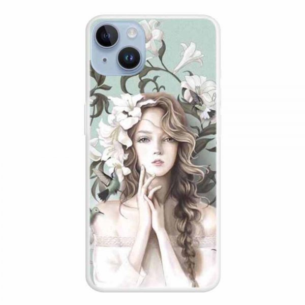 iPhone 15 Plus Cover Motiv Blomsterpige