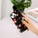 iPhone 15 Plus Cover Motiv Roser Sort