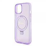 Guess iPhone 15 Plus Cover Ring Stand Glitter MagSafe Lilla