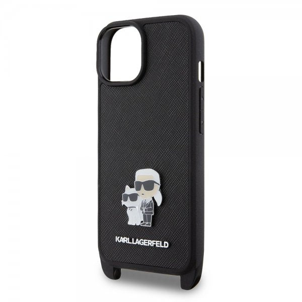 Karl Lagerfeld iPhone 15 Plus Cover Saffiano Karl & Choupette Crossbody Sort