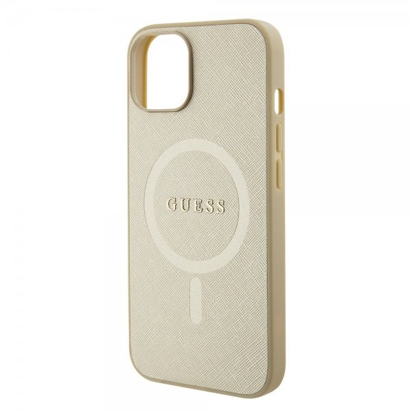 Guess iPhone 15 Plus Cover Saffiano MagSafe Beige