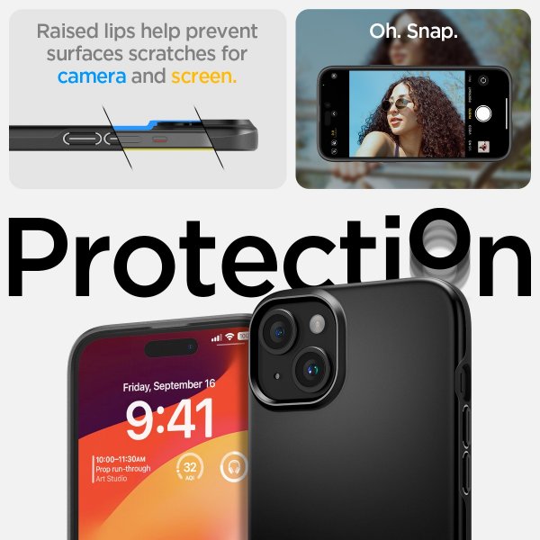 Spigen iPhone 15 Plus Cover Thin Fit Sort