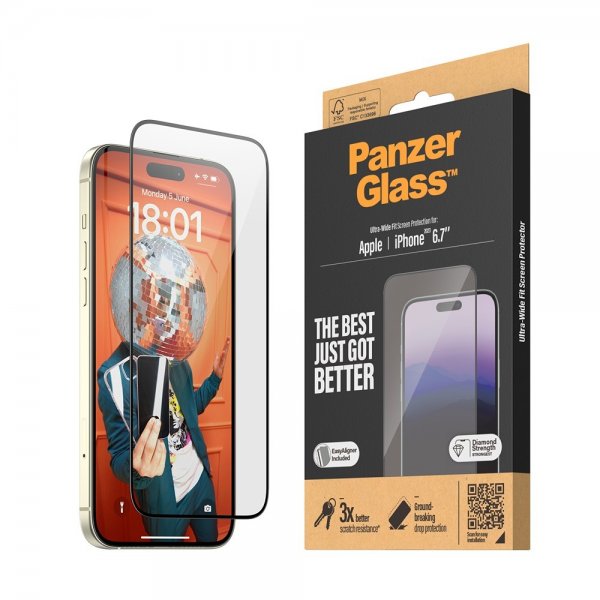 PanzerGlass iPhone 15 Plus Skærmbeskytter Ultra-Wide Fit EasyAligner