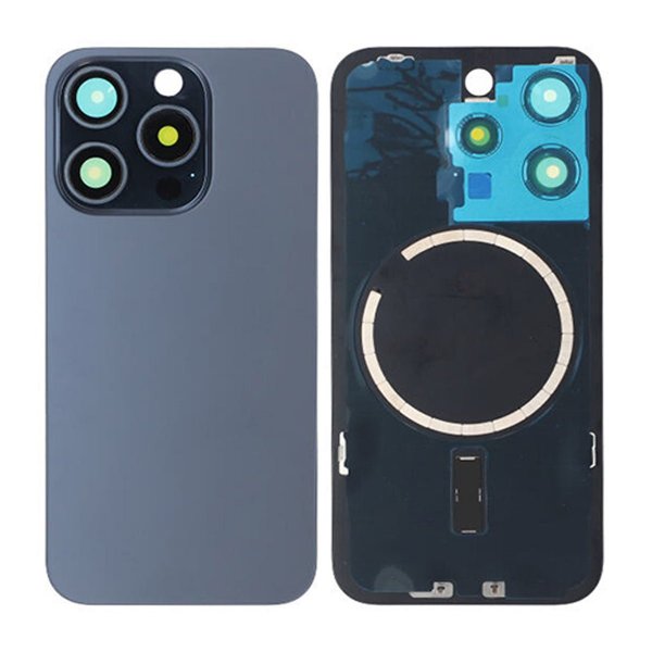 iPhone 15 Pro Bagside Glas med Magsafe Magnet - Blå