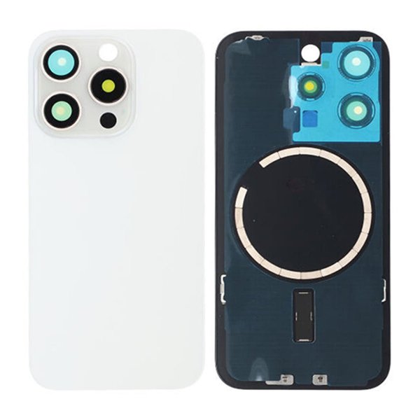 iPhone 15 Pro Bagside Glas med Magsafe Magnet - Hvid