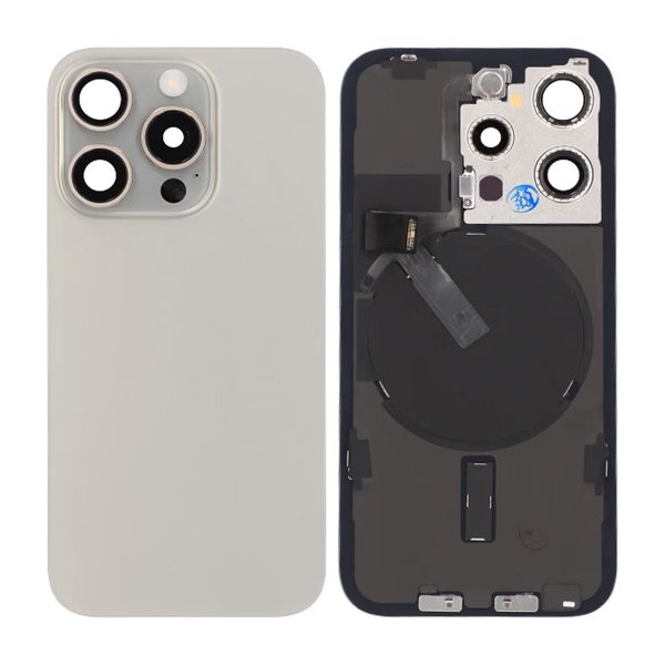 iPhone 15 Pro Bagside Glas Komplet Original Naturlig Titanium