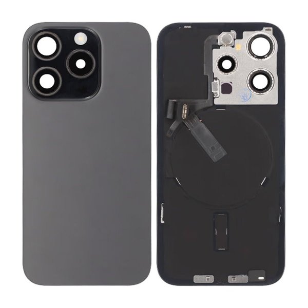 iPhone 15 Pro Bagside Glas Komplet OEM - Titansort