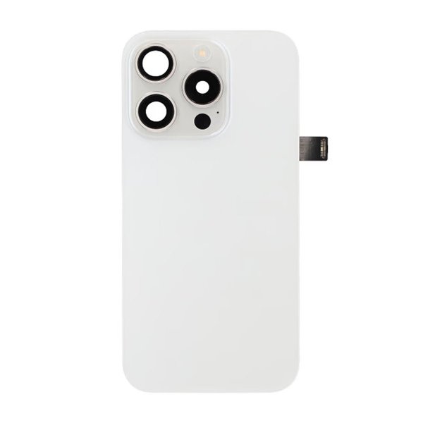 iPhone 15 Pro Bagsideglas Komplet OEM - Titanium Hvid