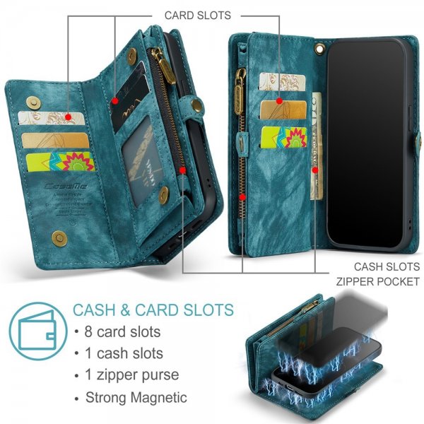 CaseMe iPhone 15 Pro Cover 008 Series Aftageligt cover Petrol