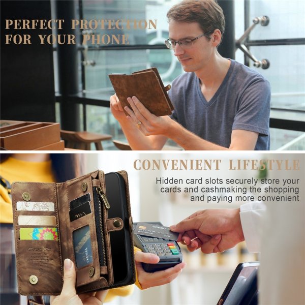 CaseMe iPhone 15 Pro Cover 008 Series Aftageligt Cover Brun