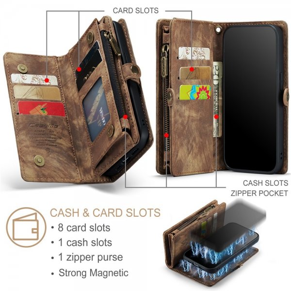 CaseMe iPhone 15 Pro Cover 008 Series Aftageligt Cover Brun