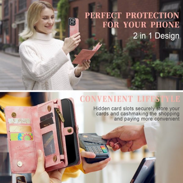 CaseMe iPhone 15 Pro Cover 008 Series Aftageligt Cover Rosa