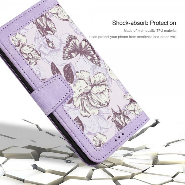 iPhone 15 Pro Cover Blomstermønster Lilla