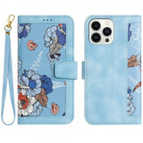 iPhone 15 Pro Cover Blomstret Lysblå