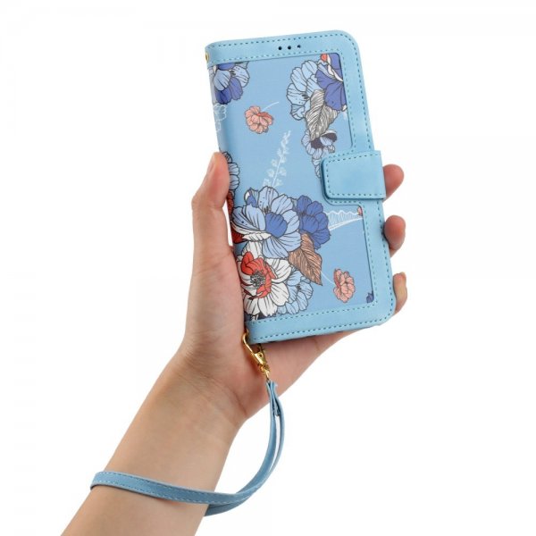 iPhone 15 Pro Cover Blomstret Lysblå