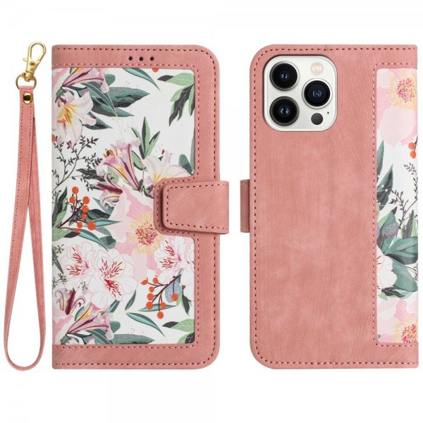 iPhone 15 Pro Cover Blomstermønster Rosa