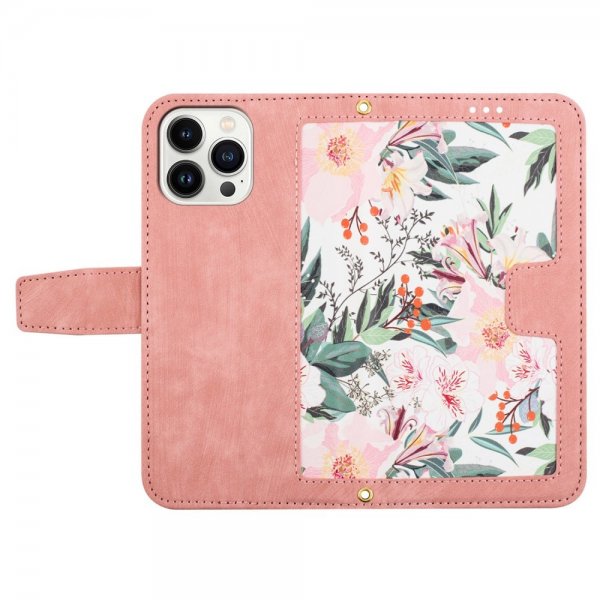 iPhone 15 Pro Cover Blomstermønster Rosa