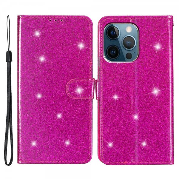 iPhone 15 Pro Cover Glitter Magenta
